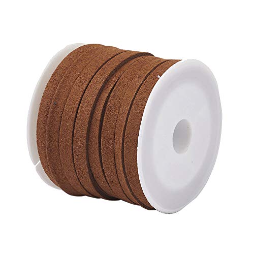 1 Roll of Faux Suede Cord 5 m Long, 4 mm and 5 mm Wide, Jewellery Making, Flat Lace Craft Cordage for Bracelet Necklace