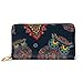 Produktbild JHGFG Mode Handtasche Reißverschluss Brieftasche Zierfarbe Eule Blumen Telefon Kupplung Geldbörse Abendkupplung Blockieren Leder Brieftasche Multi Card Organizer