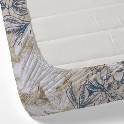 Image of HUESLAND by Ahmedabad Cotton 144 TC Cotton Elastic Fitted Bedsheet for Double Bed with 2 Pillow Covers | 60 x 78 inches