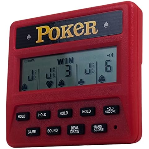 Trademark Poker 5-in-1 Poker Game – Electronic Handheld Games Including Draw, Deuces, Bonus, 2X Bonus, and 2x2 Bonus – Pocket-Sized Game for Travel, Red, 0.625 in Long x 3.875 Wide x 3.375 in high Cover