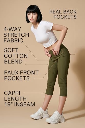 Image of Leggings Depot Women's Cotton Blend Stretch Pull-on Jeggings Casual Pants with Pockets (Available in Plus Size)