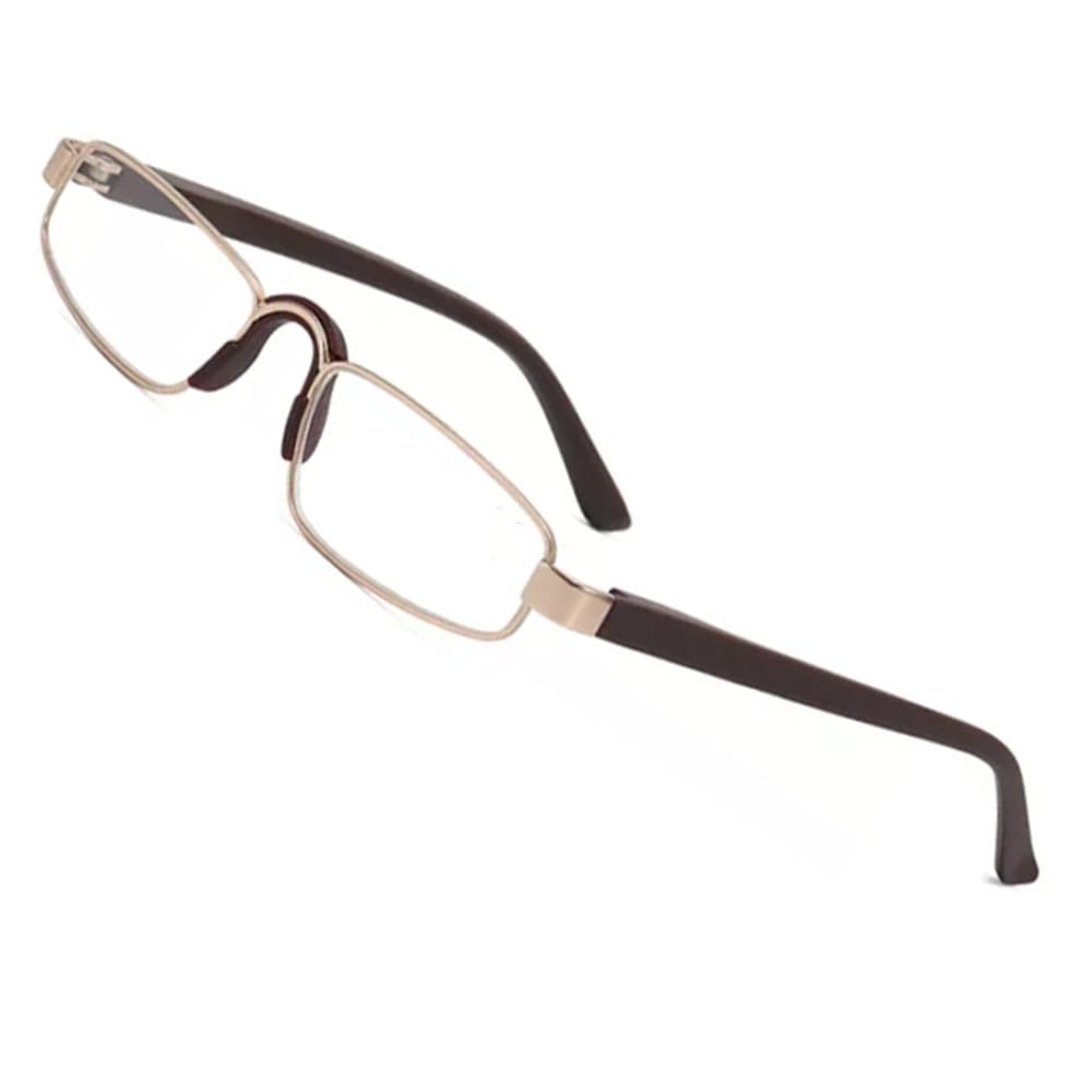 NILZA Computerbrille Halbmond Lesebrille Blaulichtfilter Anti Ermüdungs Brille 2.0 Lesehilfe Brille Leichte Filter Brille Für Herren Damen (Color : Brown, Size : +1.0)