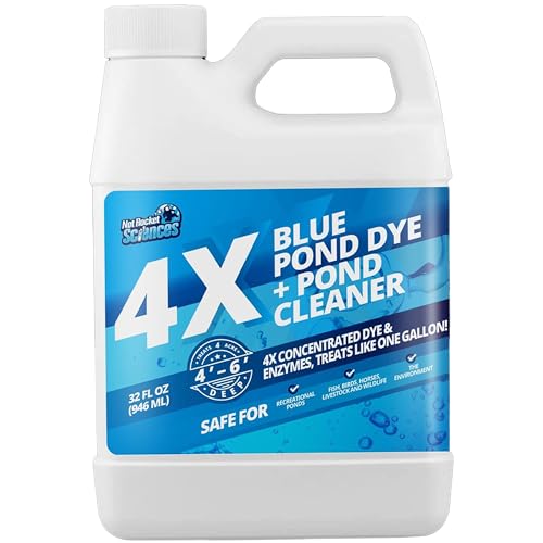 Tinte azul para estanques y lagos, colorante de lago 2 en 1 + enzimas, hace que el agua turbia sea limpia y hermosa, mantiene el agua fresca, clara e ideal para peces y vida silvestre
