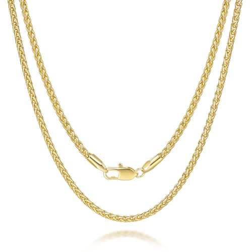 Necklace Chains 14K Gold Necklace for Women & Mens Chain Necklaces for Women Trendy Franco Chains Foxtail 14K Gold Chain for Men Womens Jewelry for Womens 2.5mm 16-30in