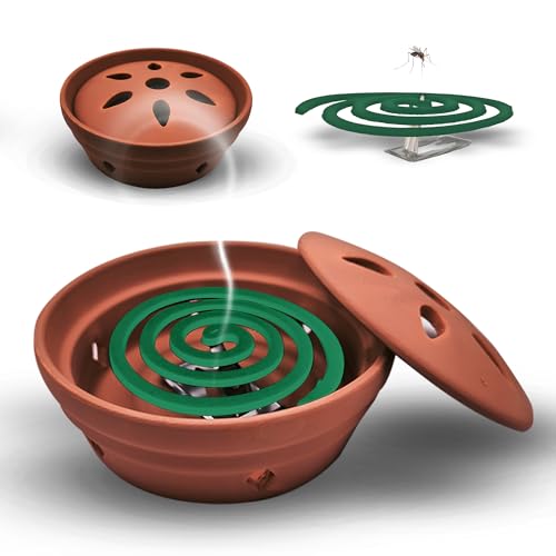 Espirales Antimosquitos y Quemador de Incienso de Ceramica Citronela Antimosquitos, Incienso Antimosquitos Exterior Espirales de Incienso con Soporte: Patio, Terraza, Camping o Interior (20Espirales)