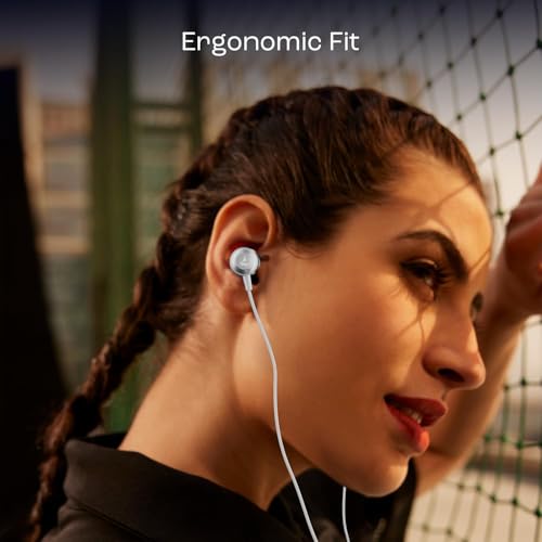 Image of Lynaz Original Wired Earphones with Powerful 10mm Drivers, Metallic Design Boat Basshead 162 V2 and 3.5mm Jack - Bold White (AS-9098)
