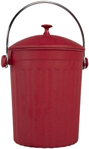 Natural Home 1-Gallon Red Molded Bamboo Compost Bin with Filter