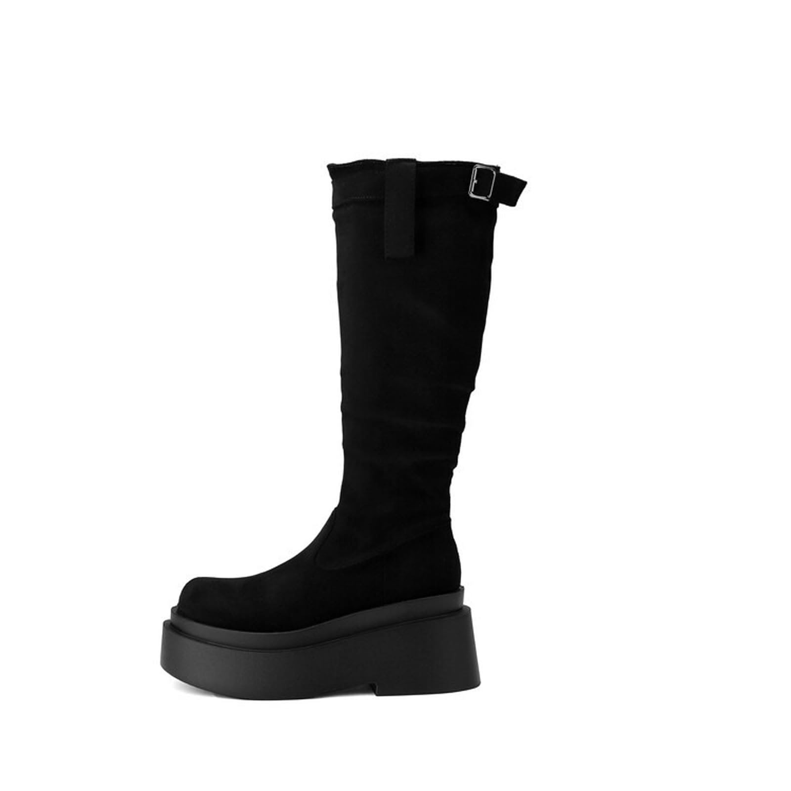 Botas Altas hasta la Rodilla con Plataforma y Punta Cuadrada para Mujer, Botas de Media Pantorrilla para otoño e Invierno, Botas Vaqueras Occidentales, Botas de Montar