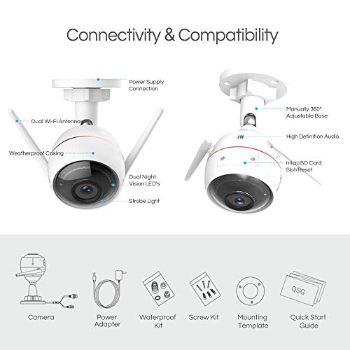 EZVIZ Outdoor Security Camera 1080P, Surveillance, Strobe Light