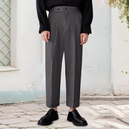 Men's Classic Suit Pants Comfortable Business Casual Trousers High Waisted Formal Dress Pants with Pockets for3