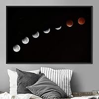 Framed Canvas Wall Art Moon Phase Aerial Astronomy & Space Expressive Global Moon Multicolor Photography Realism Warm - 16x24 inches