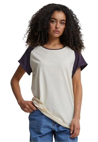 Urban Classics Damen Ladies Contrast Raglan Tee whitesand/purplenight, M