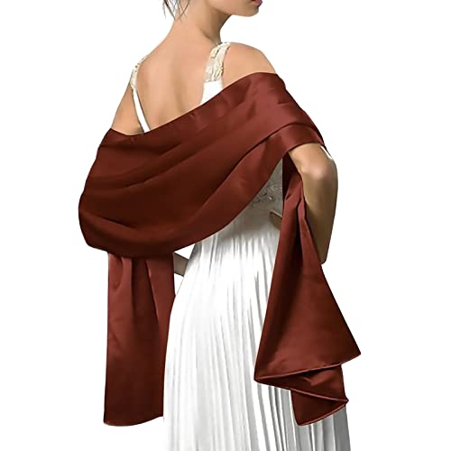 Women Satin Chiffon Evening Scarve Silky Solid Color Shawl Wraps Stole For Weddings Bridal Bridesmaids Proms Parties