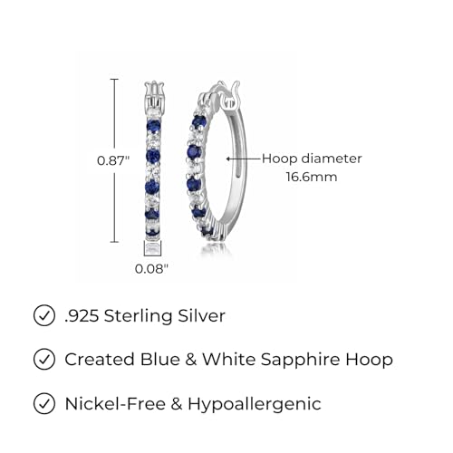 MORGAN & PAIGE .925 Sterling Silver Rhodium Plated Lab Created Alternating Sapphire, Ruby or Cubic Zirconia Hoop Earrings for Women - Sterling Silver Earrings Lightweight and Hypoallergenic Jewelry3