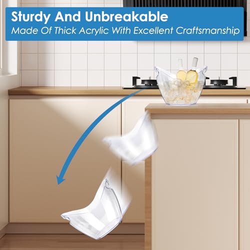 Ice Bucket Wine Bucket,Clear Acrylic 4 Liter Plastic Tub for Drinks and Parties, Food Grade, Perfect for Wine, Champagne or Beer Bottles - Image 6