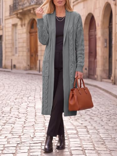 Image of Womens Long Sleeve Cardigan Sweaters Oversized Open Front Maxi Coat | Trendy Casual,Lapel,Knitted Coatigan,Soft Warm,Overcoat Pocket,2026 Fall Winter,Work Office,Going Out