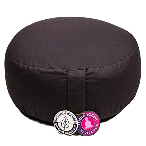 Coussin de méditation noir en coton bio YOGI pour le yoga et le pilate