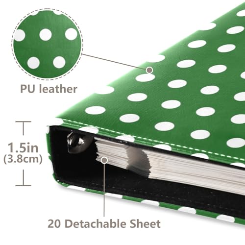 Álbum de fotos adhesivo auto DIY Scrapbook Álbum con lunares verde blanco de 3 anillos 40 páginas 8x10 para memoria miniatura 4