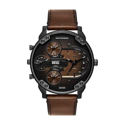 Diesel Men's Mr. Daddy Slim Multi-Movement Brown Leather Watch (Model: DZ7492)
