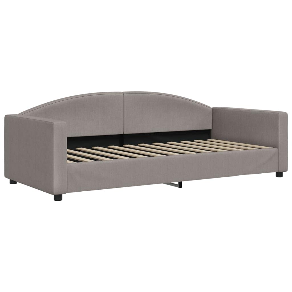 Letto da giorno estensibile, 90 x 200 cm, in tessuto tortora, con rete a doghe, struttura stabile per camera degli ospiti, divano letto salvaspazio con robusto telaio imbottito e design