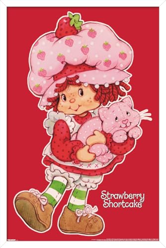 Trends International Strawberry Shortcake - Sweet and Snuggly Wall Poster, 34L x 22.4W, White Framed Version