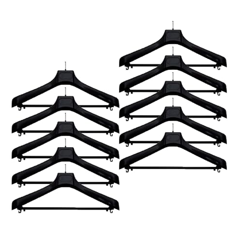 Pack de 10 Perchas de Plástico Negro con Antirrobo   Seguridad y Organización para tu Armario, Durabilidad Garantizada