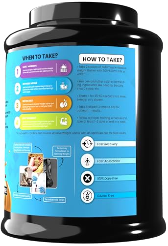Image of Nutrimuscle Massive Weight Gainer 3Kg | Coffee Flavour High-Calorie Mass Gainer | Complex Carbs + Protein Blend for Weight Gain, Muscle Growth & Strength Training | Men & Women