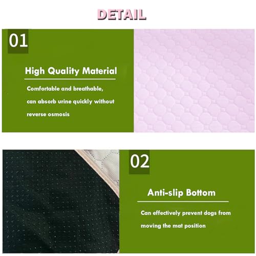 Image of BAMY 2 Pcs Washable Dog Pee Pads Absorbs Urine Pet Training Pads Non-Slip Waterproof Doggie Whelping Pad Reusable Dogs Mat Solid Brown Gray Blue Pink (Pink, M (28x20 inch))