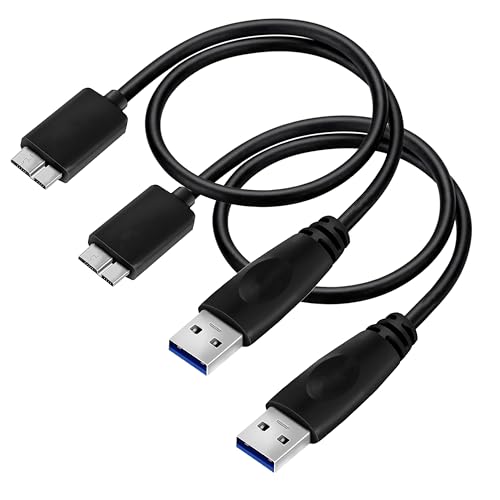 Storite 2PACK 45CM High Speed USB 3.0 Cable A to Micro B for External & Desktop Hard Drives - Black (2 Pack- 45CM)