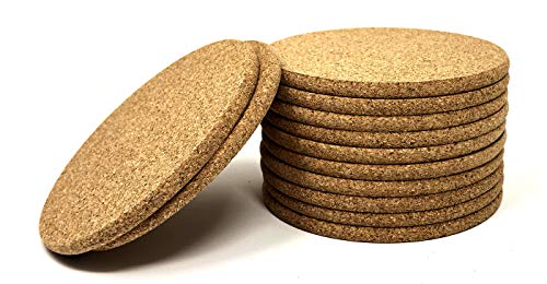 Cork Coasters - Round Blank Cork Drink Coasters 4 Inches with Rounded Edges