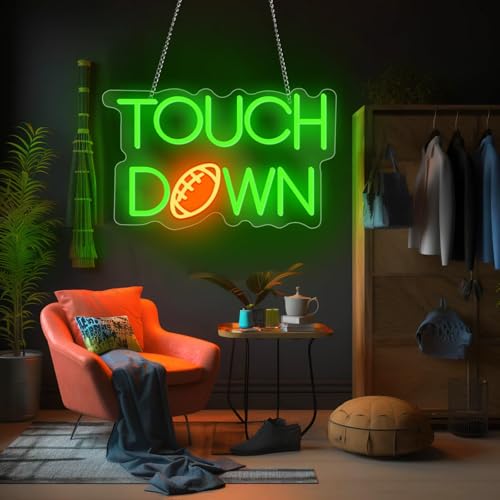 Image of Football Touch Down Neon Sign for Wall Decor, LED Signs, Shaped Neon Light Rugby Lights for Man Cave, Teens, Boys, and Girls' Bedrooms and Game Rooms Decor Fans Present