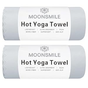 MOONSMILE 2 Pack Hot Yoga Hand Towel with Quick Dry Super-Absorbent Soft Suede Microfiber, Travel Camping Towels Wave Edge, Gym Sports Sweat Rags 30″ x 15″