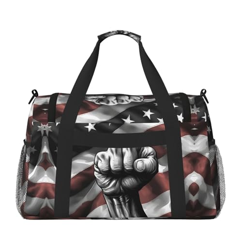 red white star stripe flag print Weekender Overnight Carry On Bag Gym Luggage Bag Duffel Bag for Travel Women2