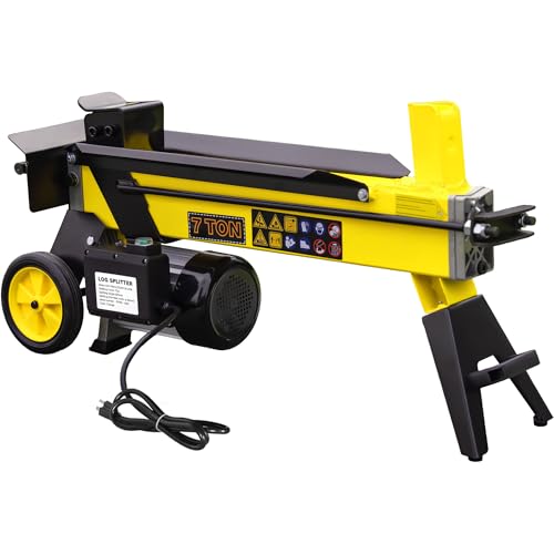 7 Ton Electric Log Splitter, Portable Hydraulic Firewood Splitting with 15Amp Motor for Home Heating...