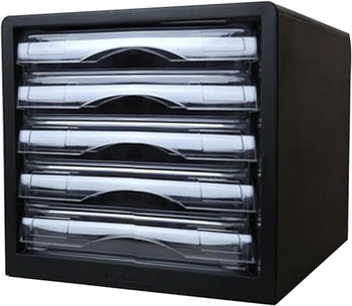 noxozoqm A4 Office Storage Box, Multi-Layer Storage Unit, Transparent Drawer File Cabinet(Color:Black)