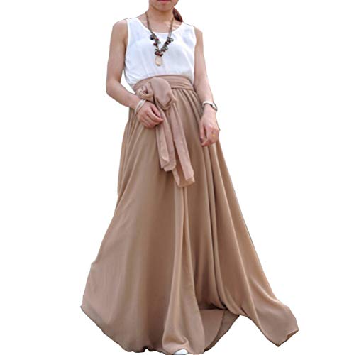 Diydress Women's Beautiful Bow Tie Summer Beach Chiffon Prom Party Skirts High Waist Maxi Skirt