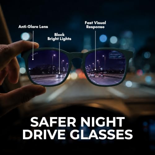 Image of 3 in 1 Clip On Sunglasses for Men & Women | Classic Lightweight Square Frame Zero Power Eyeglasses | Polarized Lens with UV400 | Night Vision Clip On for Driving