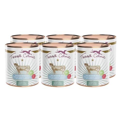 Terra Canis Kalb, Karotte & Fenchel - Magen-Darm-Schonkost, 6x800g I Premium Nahrungsergänzung in 100% Lebensmittelqualität Aller Rohstoffe I Allergenarm, Getreide - & glutenfrei