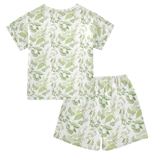Green Leaves Pajama Set Pajamas Sleepwear Nightwear Loungewear Clothes Set B04047822