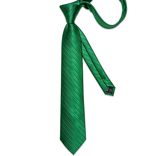 Image of DiBanGu Mens Silk Necktie Solid Color Tie and Pocket Square Cufflink Tie Clip Set Woven Plain Ties for Men Wedding Party