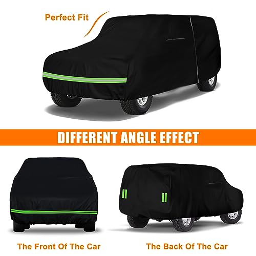 Image of Waterproof Car Covers Replace for 1965-1977 Ford Bronco, 6 Layers All Weather Custom-fit Car Cover with Zipper Door & Windproof Bands for Snow Rain Dust Hail Protection