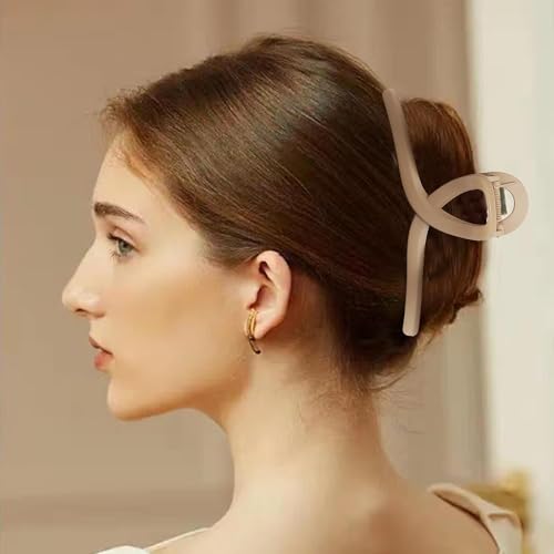 Image of Bakefy- 4 pcs Extra Large Hair Claw Clips for Thick Long Hair, Non-Slip Square Rectangle Jumbo Big Strong Hold Jaw Clip, Xl Jumbo Claw Clips for Women, Neutral