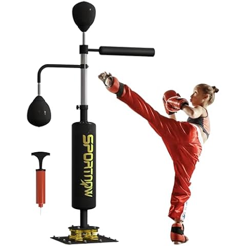 SPORTNOW Inflatable Boxing Bag with Reaction Bar Cover