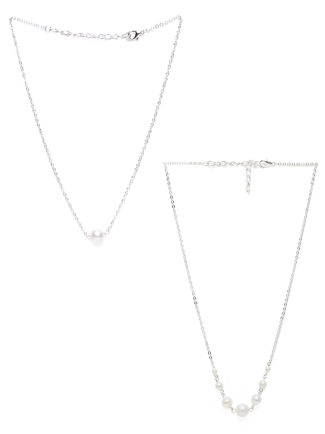 ZAVERI PEARLS Combo of 2 Silver Tone Contemporary Pearl Chains For Women-ZPFK10518 (B095K9CQHS) Amazon Price History, Amazon Price Tracker