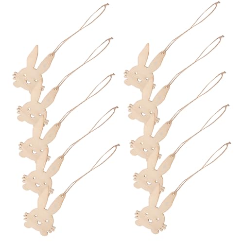 KAILIKETIY 10個木製未完成復活節ウサギ形状スライス クラフト用装飾品 子供