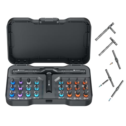 Image of Portronics BitBox Prime 24-in-1 Magnetic Ratchet Screwdriver Set with 58-Tooth Mechanism,T-Handle Design,S2 Alloy Steel Bits, Detachable Handle,Portable Repair Tool Kit for Laptop, PC, Bike & Home DIY