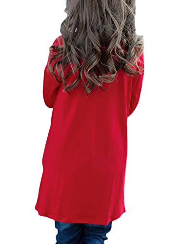 Image of Girls Casual Long Sleeve Color Block Pullover Top Stripe Button Crewneck Loose Tunic T-Shirts Blouse Size 4-13 Year