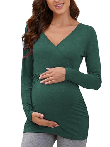 Product Image of the Glampunch Women's Maternity Nursing Tops Long Sleeve Breastfeeding Top Tee Shirt...