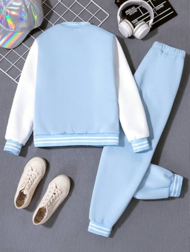 Image of Cakaner Boys Color Block Button Down Shirt and Jogger Pants Button Up Sweatsuits Sets (Size: 5-12T)