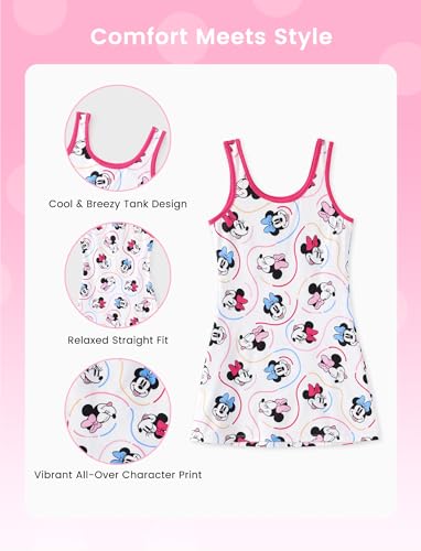 Image of Disney Stitch Princess Frozen Elsa Minnie Mouse Girls Tank Dress Sleeveless A-Line Sundress Summer Beach Clothes 2-9 Years
